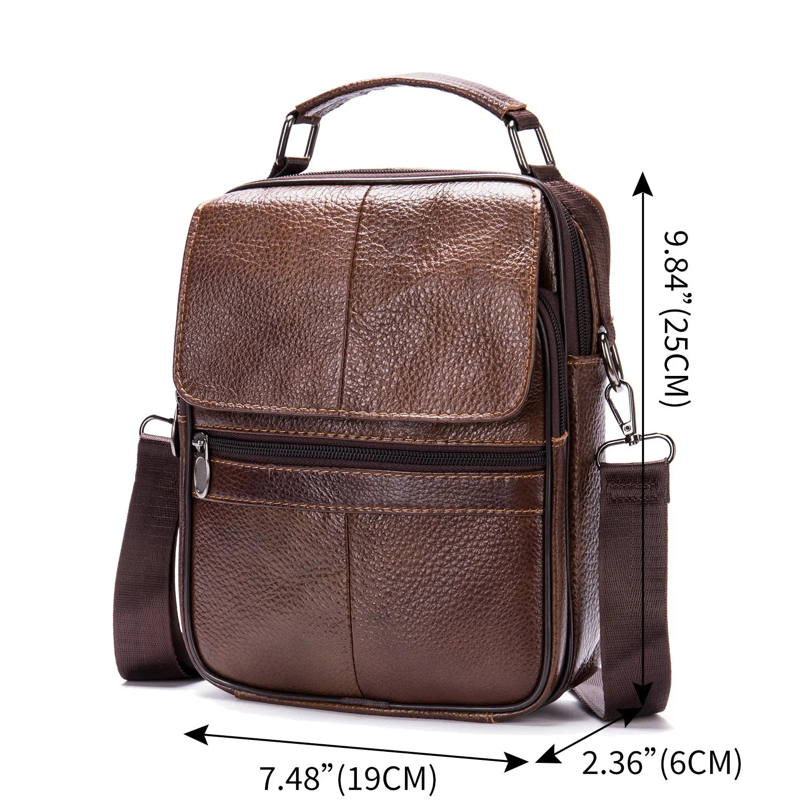 Men's 7.9" iPad Shoulder Bag Soft Cowhide Crossbody Messenger