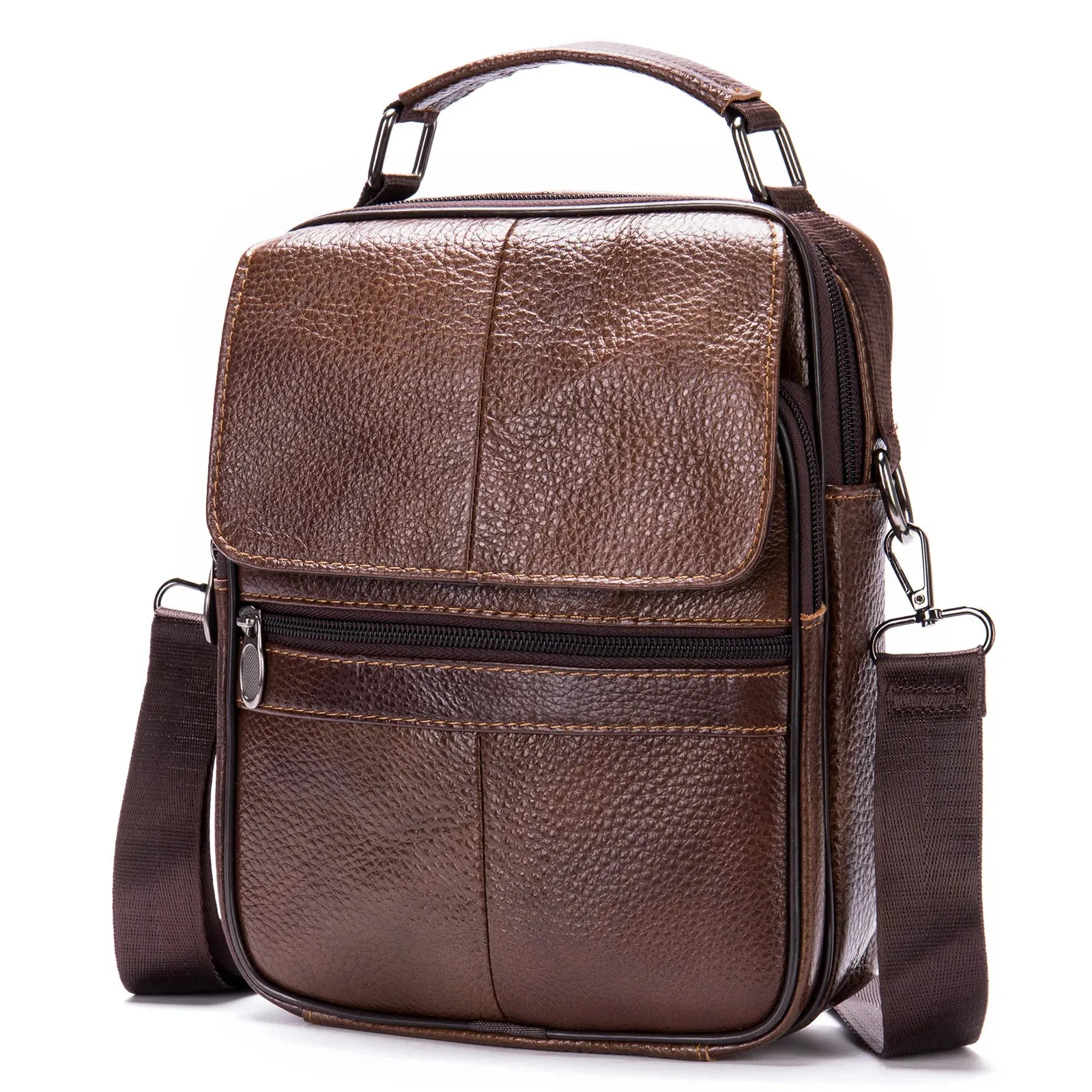 Men's 7.9" iPad Shoulder Bag Soft Cowhide Crossbody Messenger