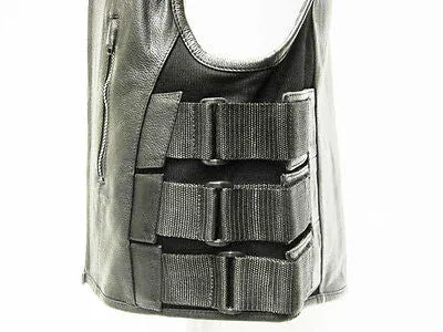 Men's Biker Updated SWAT Team Style Leather Motorcycle Vest