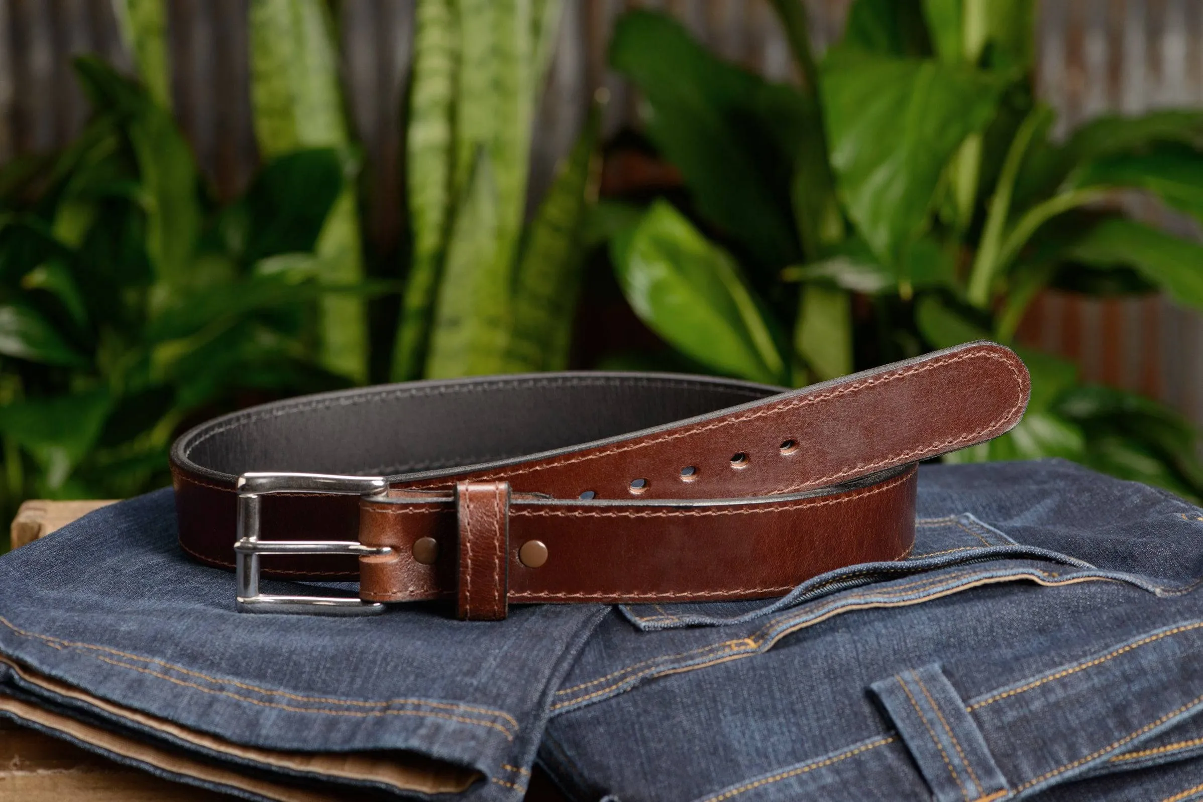 Men's Brown Water Buffalo Max Thickness Gun Belt
