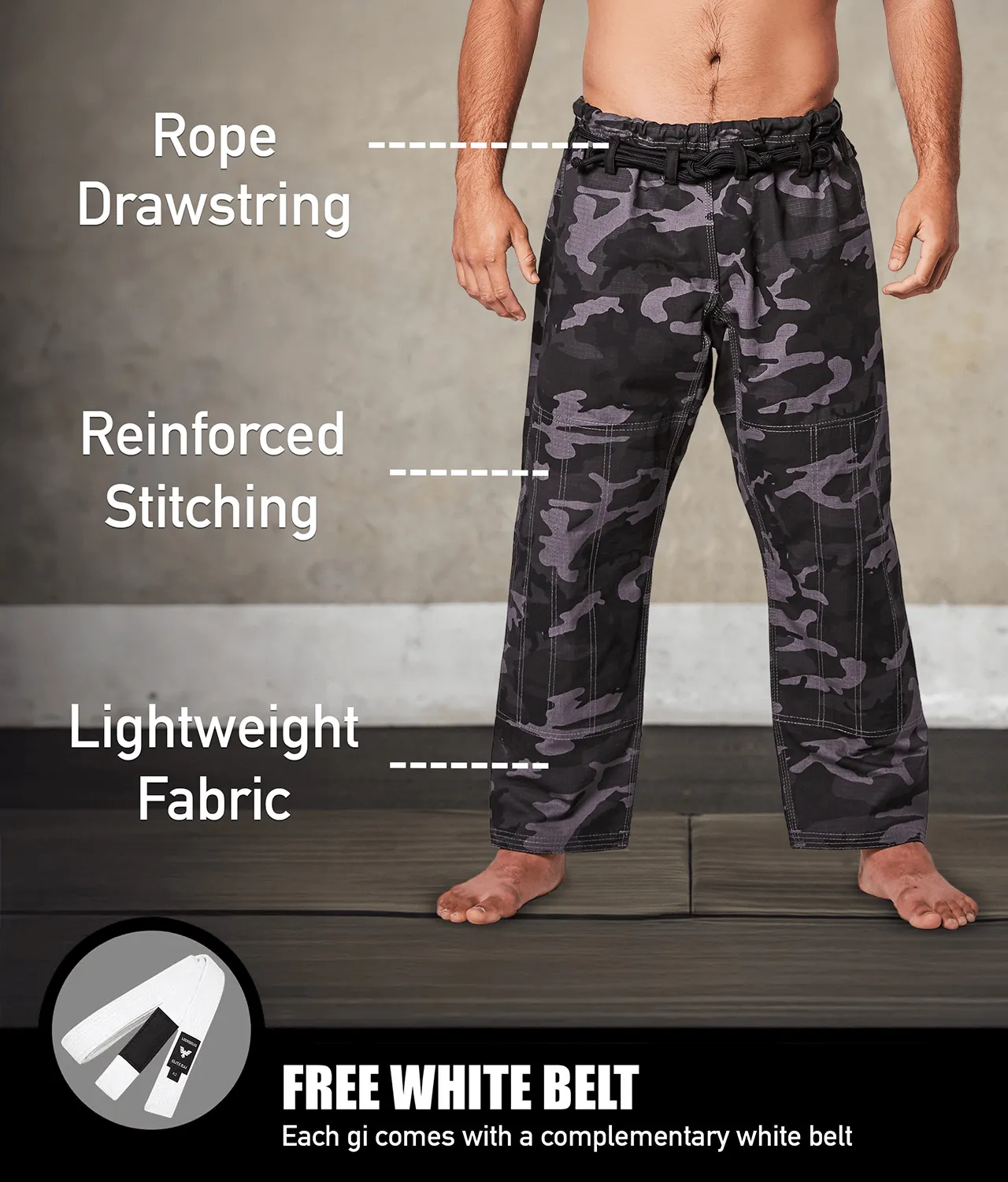 Men's Core Gray Camo Brazilian Jiu Jitsu BJJ Gi