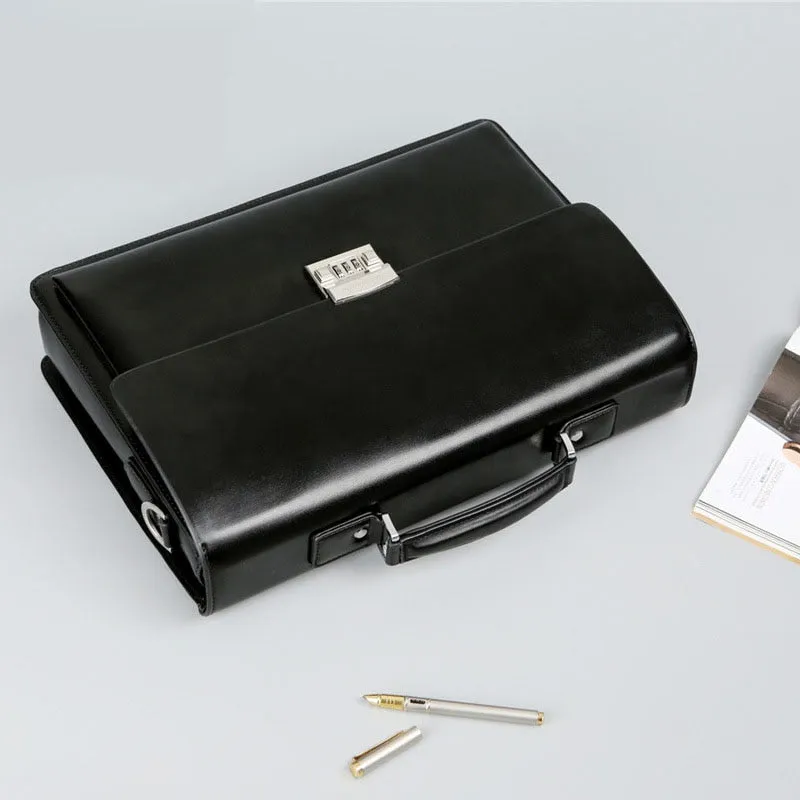 Men's Corporate Theft-proof Lock PU Leather Briefcase Suitable for a Laptop