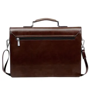 Men's Corporate Theft-proof Lock PU Leather Briefcase Suitable for a Laptop