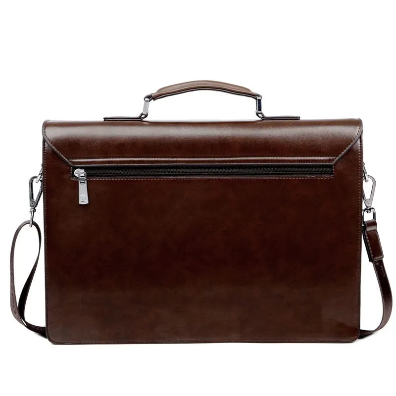 Men's Corporate Theft-proof Lock PU Leather Briefcase Suitable for a Laptop