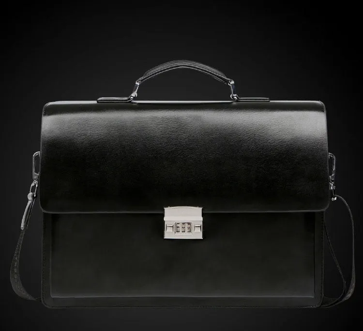 Men's Corporate Theft-proof Lock PU Leather Briefcase Suitable for a Laptop