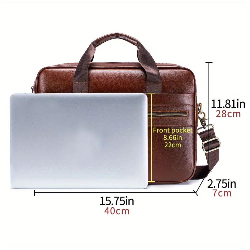Men's Cowhide Leather Briefcase Computer Bag