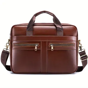 Men's Cowhide Leather Briefcase Computer Bag