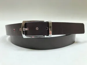 Men's Dark Brown Belt with Silver Tone Buckle 42Z3
