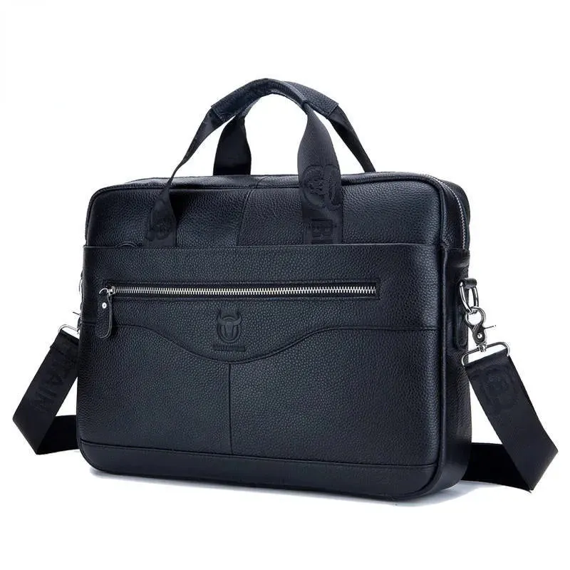 Men's Genuine Cowhide Business Laptop Messenger Bag