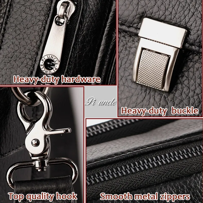 Men's genuine leather cowhide multifunction shoulder bag with large capacity shoulder bag
