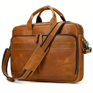 Men's Leather Briefcase Laptop Business Cowhide Bag Work Tote Bag