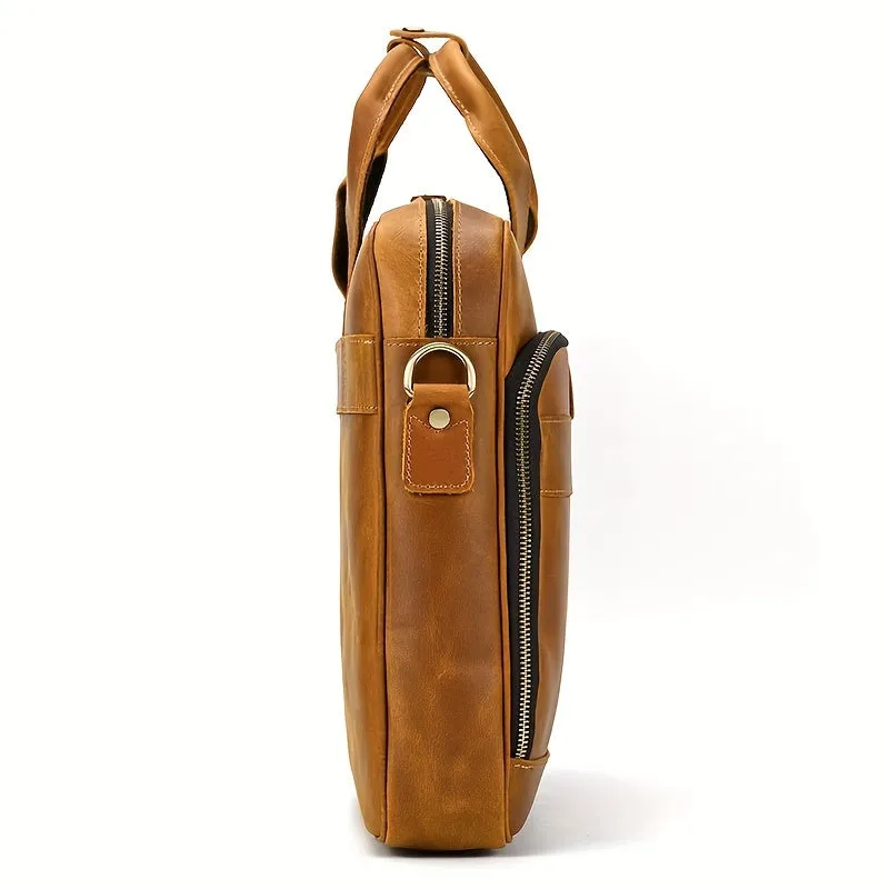 Men's Leather Briefcase Laptop Business Cowhide Bag Work Tote Bag