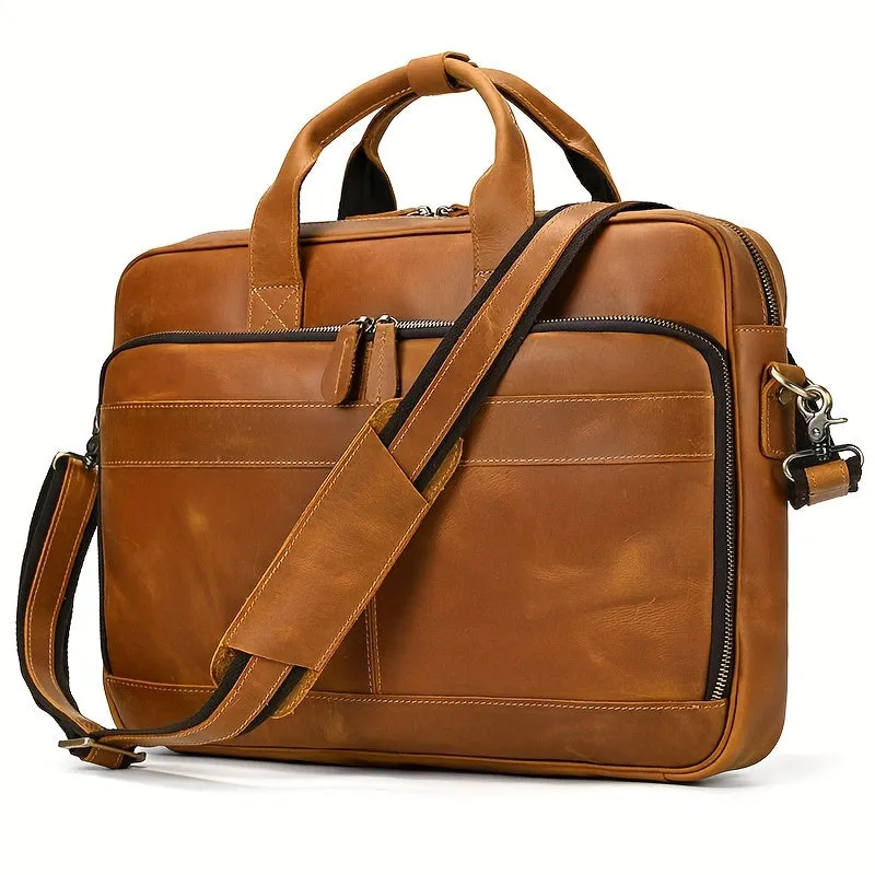 Men's Leather Briefcase Laptop Business Cowhide Bag Work Tote Bag