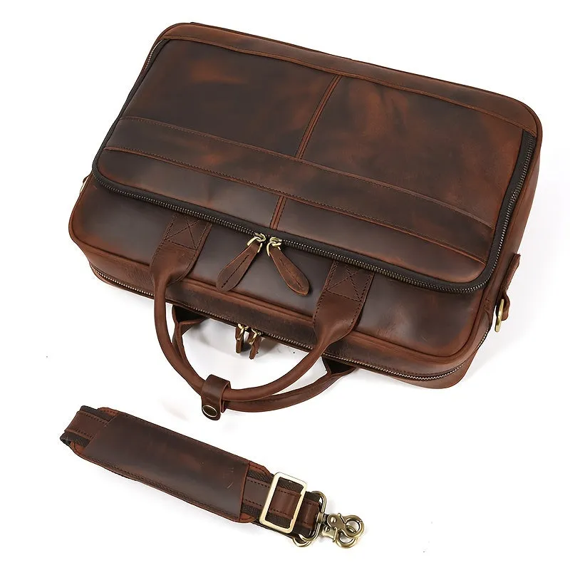 Men's Leather Briefcase Laptop Business Cowhide Bag Work Tote Bag