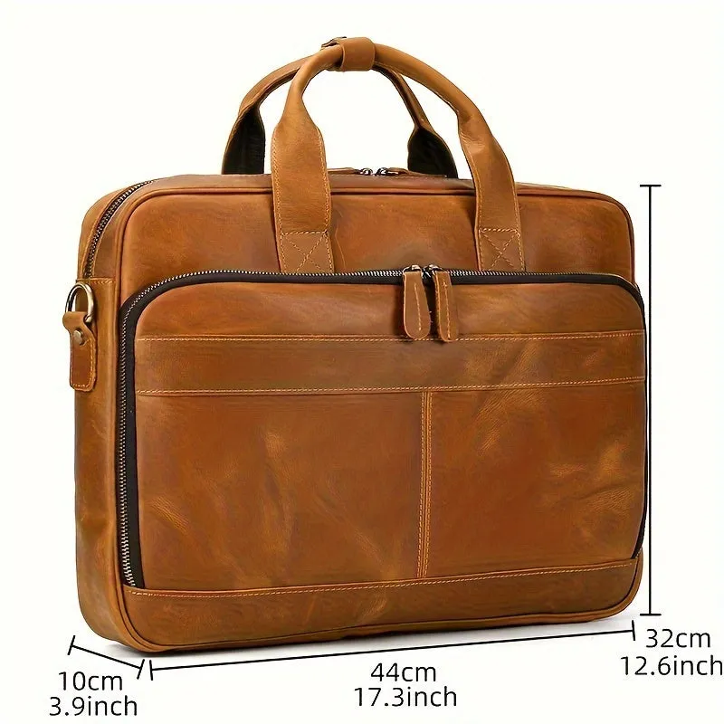 Men's Leather Briefcase Laptop Business Cowhide Bag Work Tote Bag