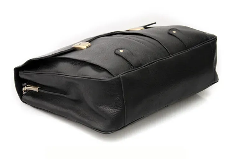 men's leather briefcase men genuine leather briefcases for 15" laptop briefcase tote business Case male man messenger bag Black