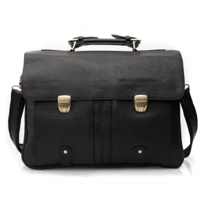 men's leather briefcase men genuine leather briefcases for 15" laptop briefcase tote business Case male man messenger bag Black