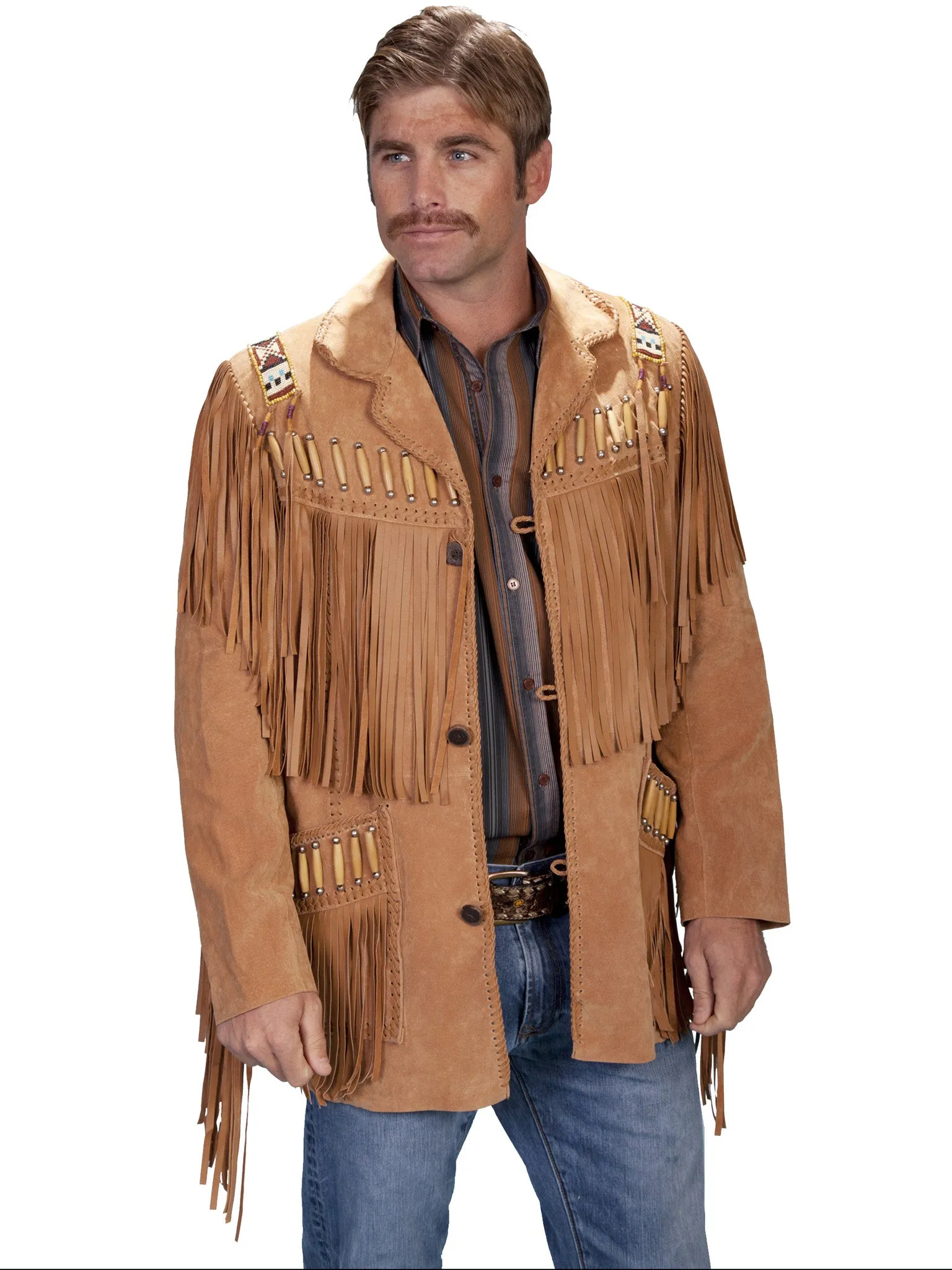 Men's Leather Jacket Collection: Scully Western Fringe Sportcoat, Epaulets, Beads
