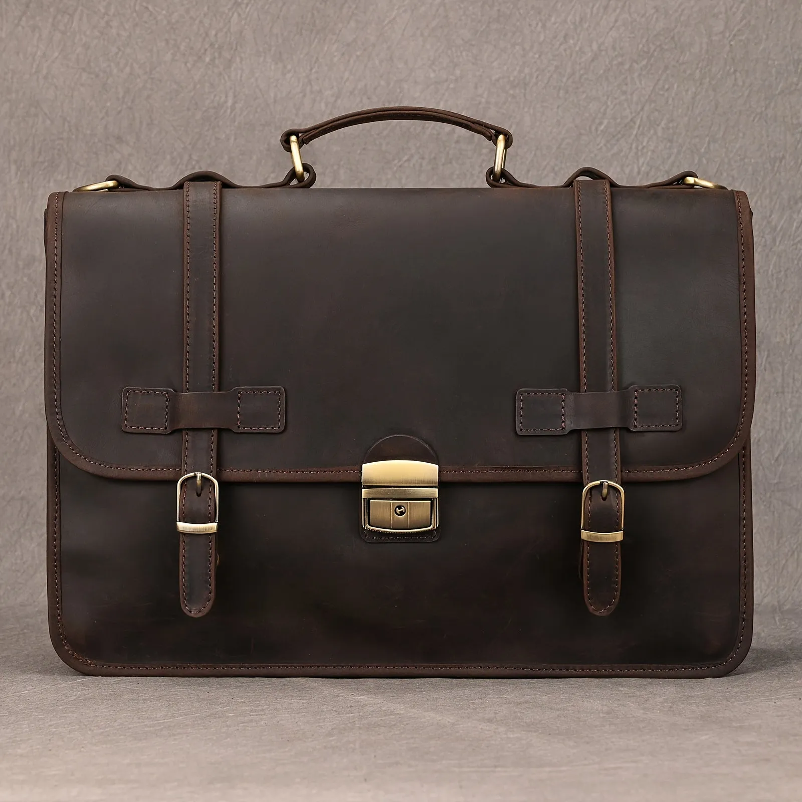 Men's Leather Laptop Messenger Bag Briefcase