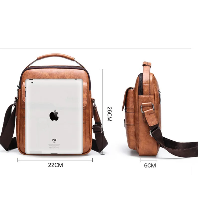 Men's Messenger Bag Men Leather Shoulder Bags Man Business Crossbody Bags For IPAD Air Mini Male Leather Handbag