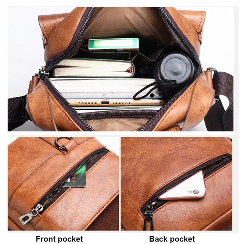 Men's Messenger Bag Men Leather Shoulder Bags Man Business Crossbody Bags For IPAD Air Mini Male Leather Handbag