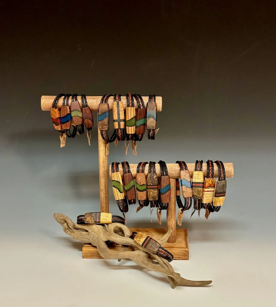 Men's Mixed Media and Wood Leather Bracelet - NL110