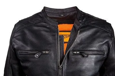 MEN'S MOTORCYCLE SCOOTER JACKET W/RIVET DETAILING W/TWO GUN POCKET NAKED COW NEW