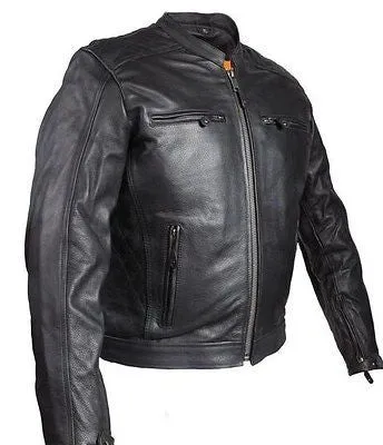 MEN'S MOTORCYCLE SCOOTER JACKET W/RIVET DETAILING W/TWO GUN POCKET NAKED COW NEW