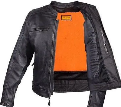MEN'S MOTORCYCLE SCOOTER JACKET W/RIVET DETAILING W/TWO GUN POCKET NAKED COW NEW