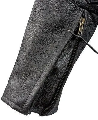 Men's Motorcycle scoter side lace leather jacket with kidney padding back