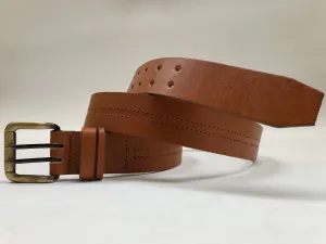 Men's Natural Leather Belt with Brown Stitching B2154