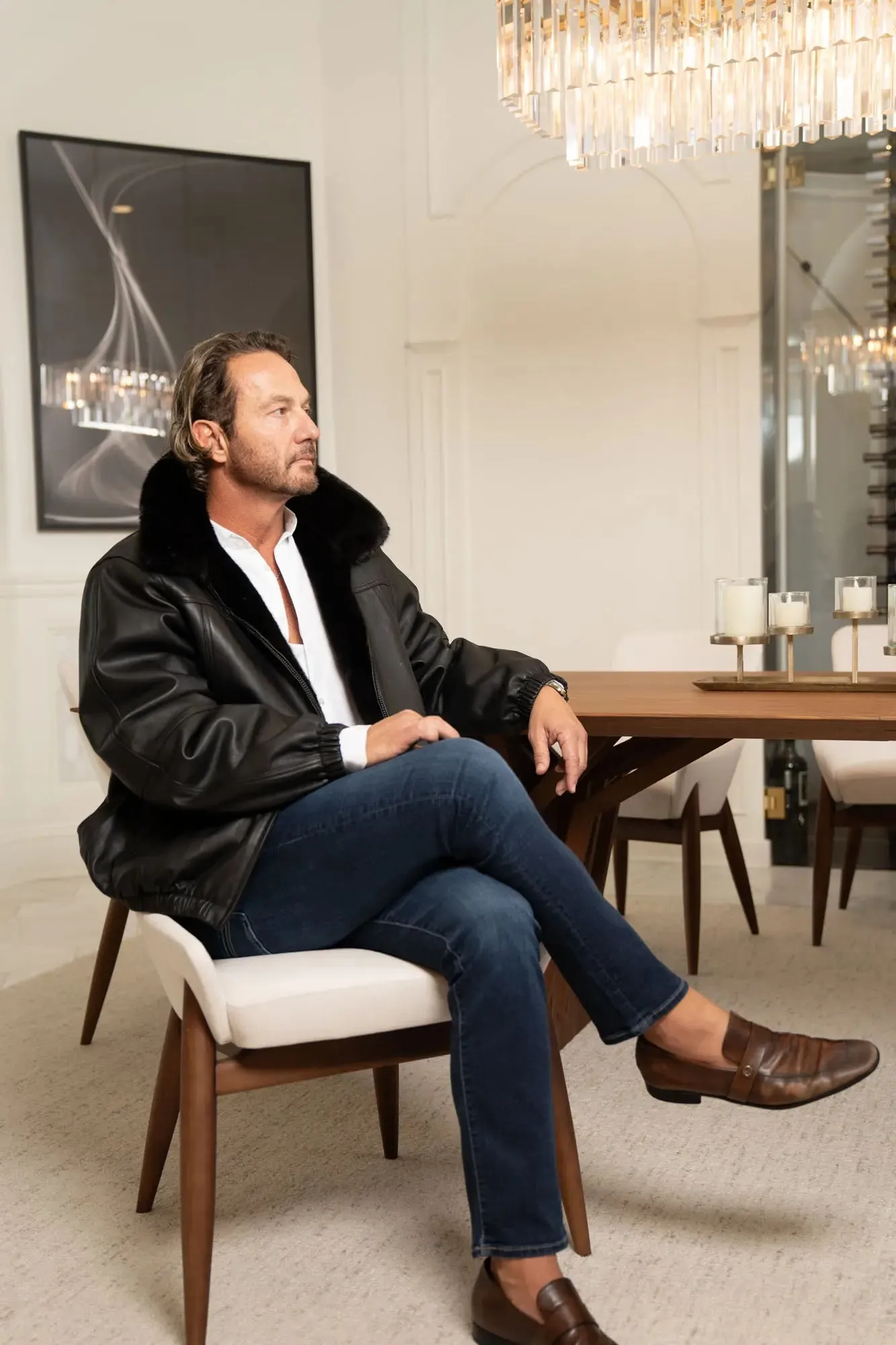 Men's Ranch Full Skin Mink Reversible Bomber Jacket