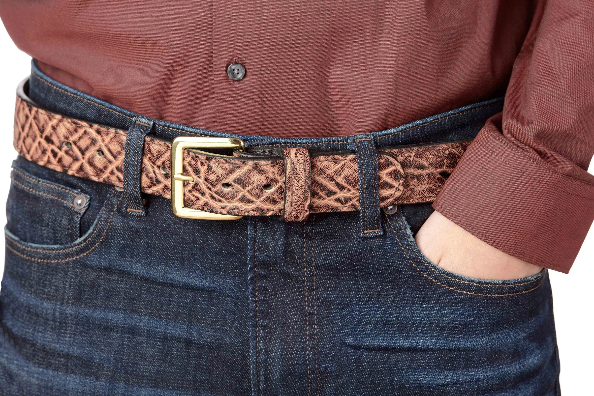 Men's Rustic Brown Elephant Leather Belt