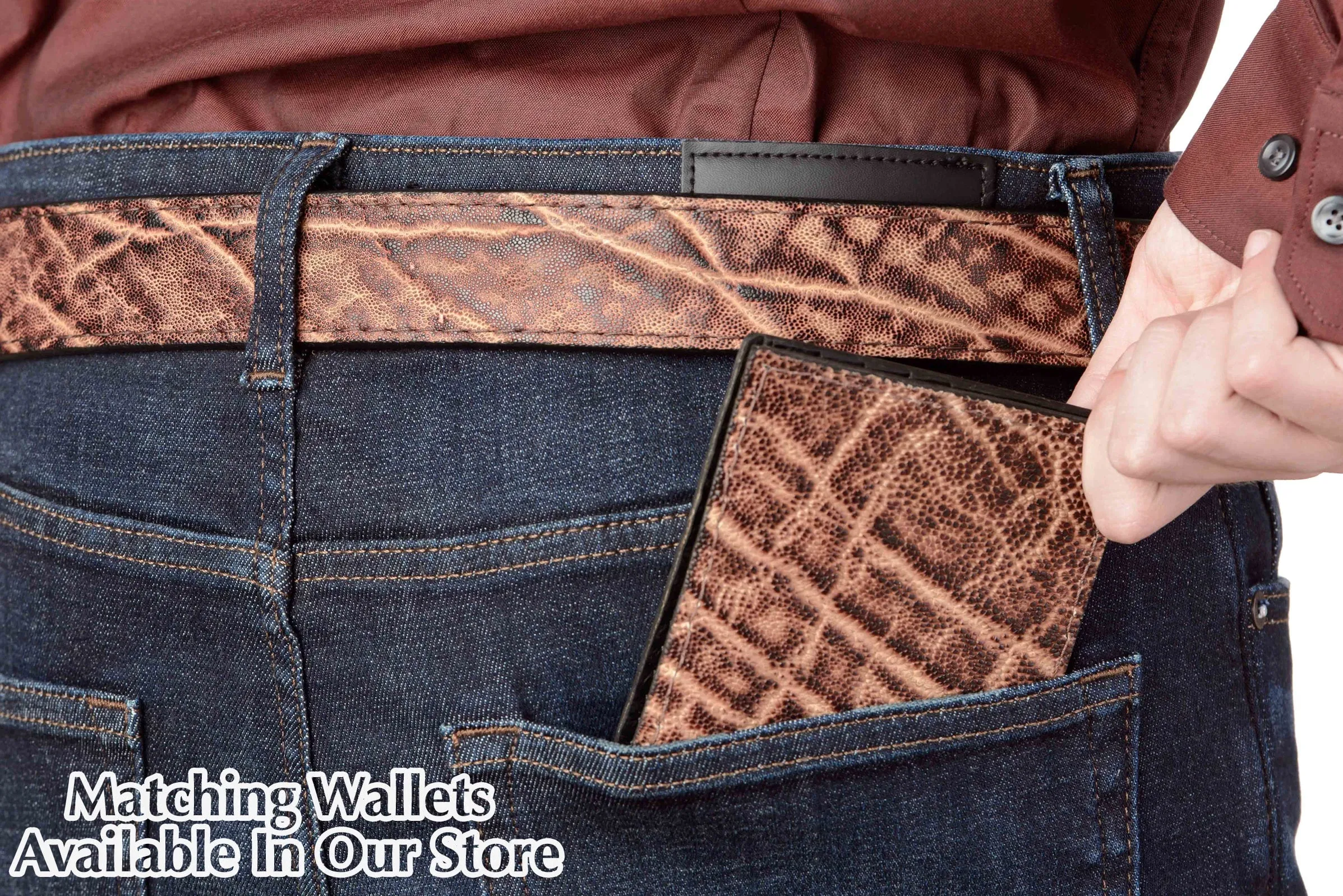 Men's Rustic Brown Elephant Leather Belt
