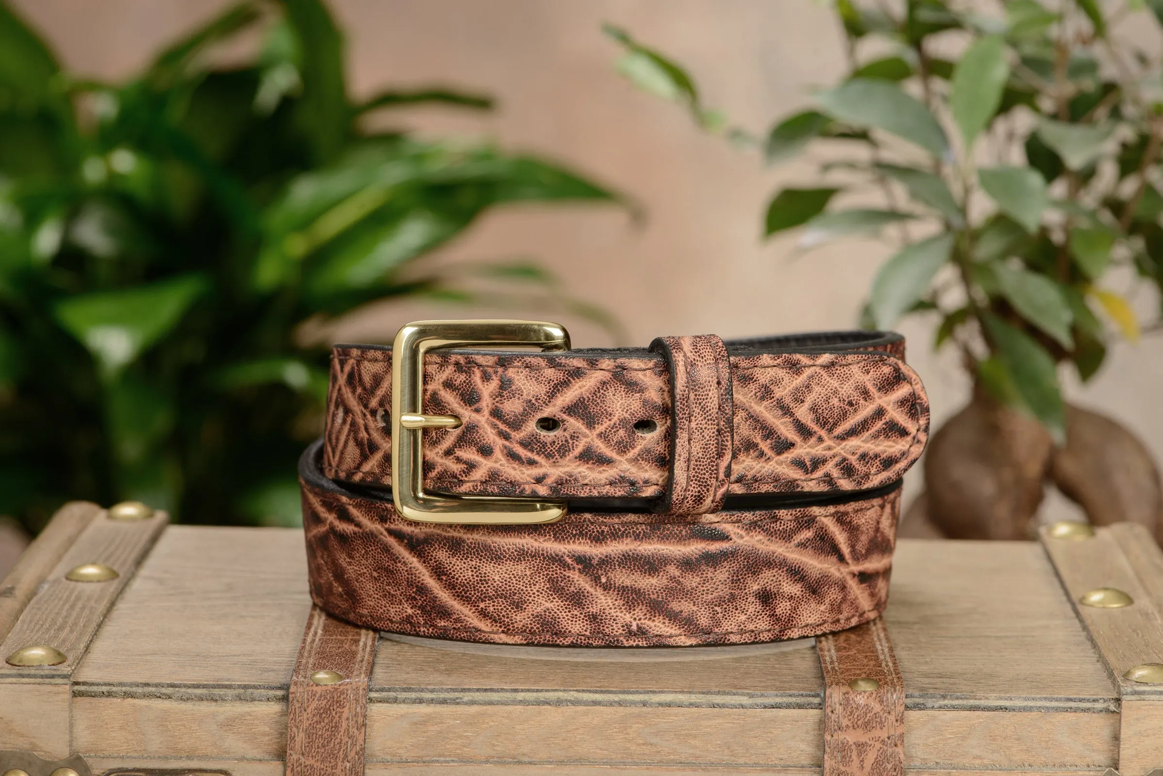 Men's Rustic Brown Elephant Leather Belt