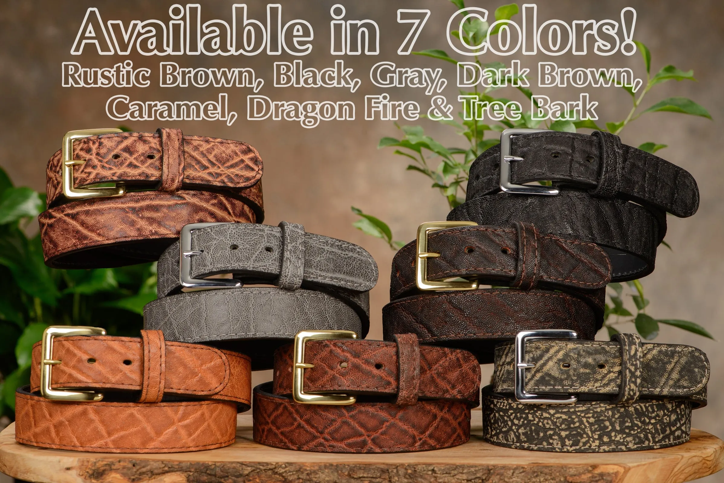 Men's Rustic Brown Elephant Leather Belt