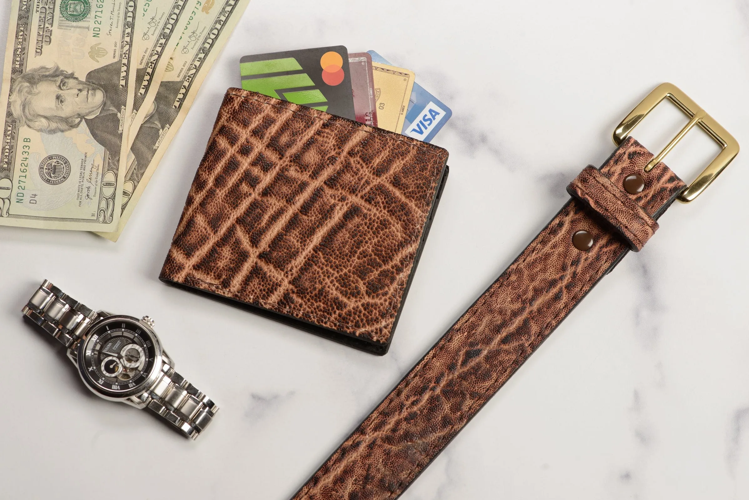 Men's Rustic Brown Elephant Leather Belt
