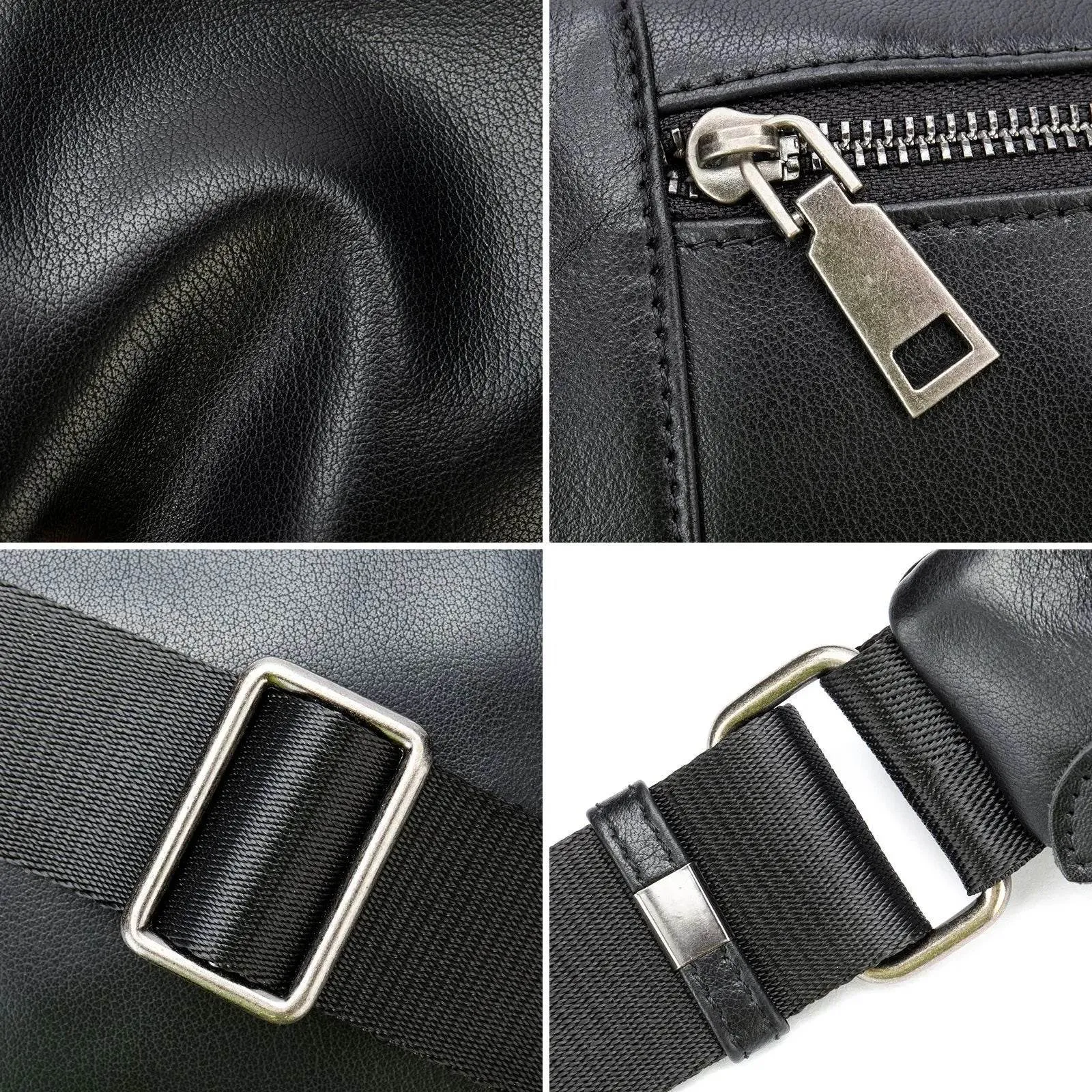 Men's Single Shoulder Crossbody Real Cowhide Waist Pack Chest Bag
