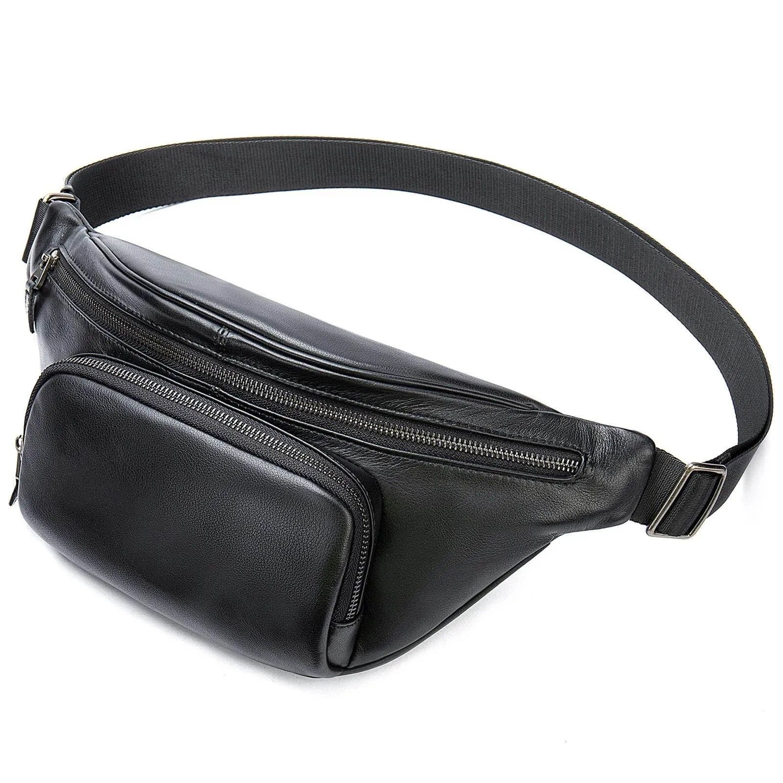 Men's Single Shoulder Crossbody Real Cowhide Waist Pack Chest Bag