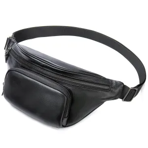 Men's Single Shoulder Crossbody Real Cowhide Waist Pack Chest Bag