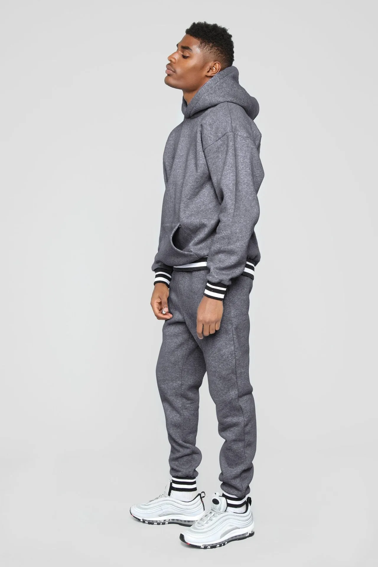 Men's Solid Sports Hooded Collar Sweat Suit