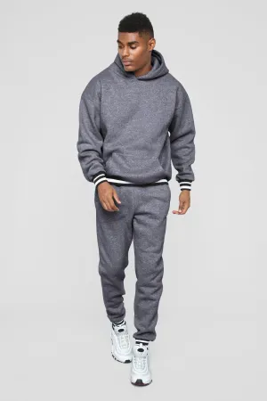 Men's Solid Sports Hooded Collar Sweat Suit