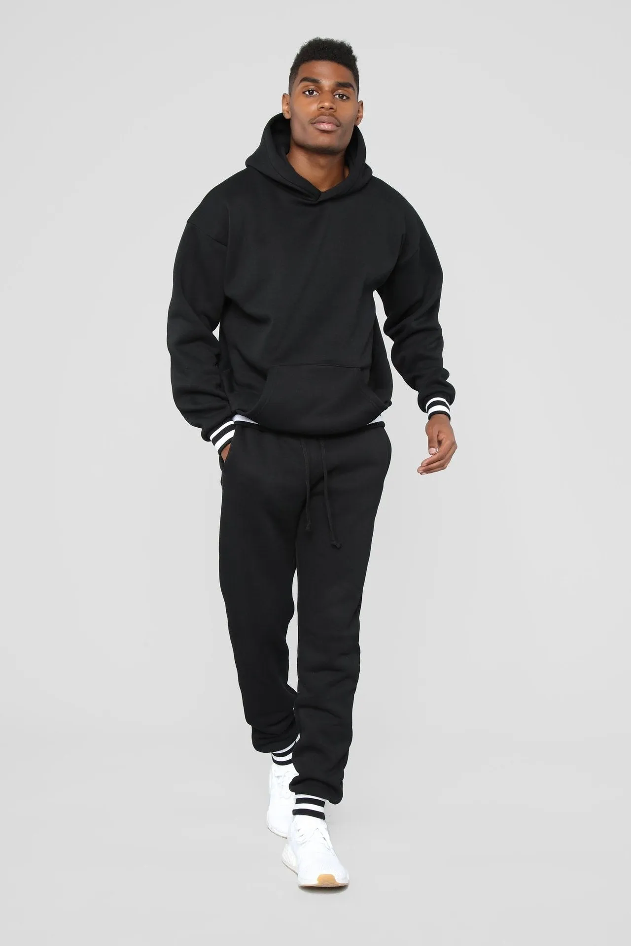 Men's Solid Sports Hooded Collar Sweat Suit