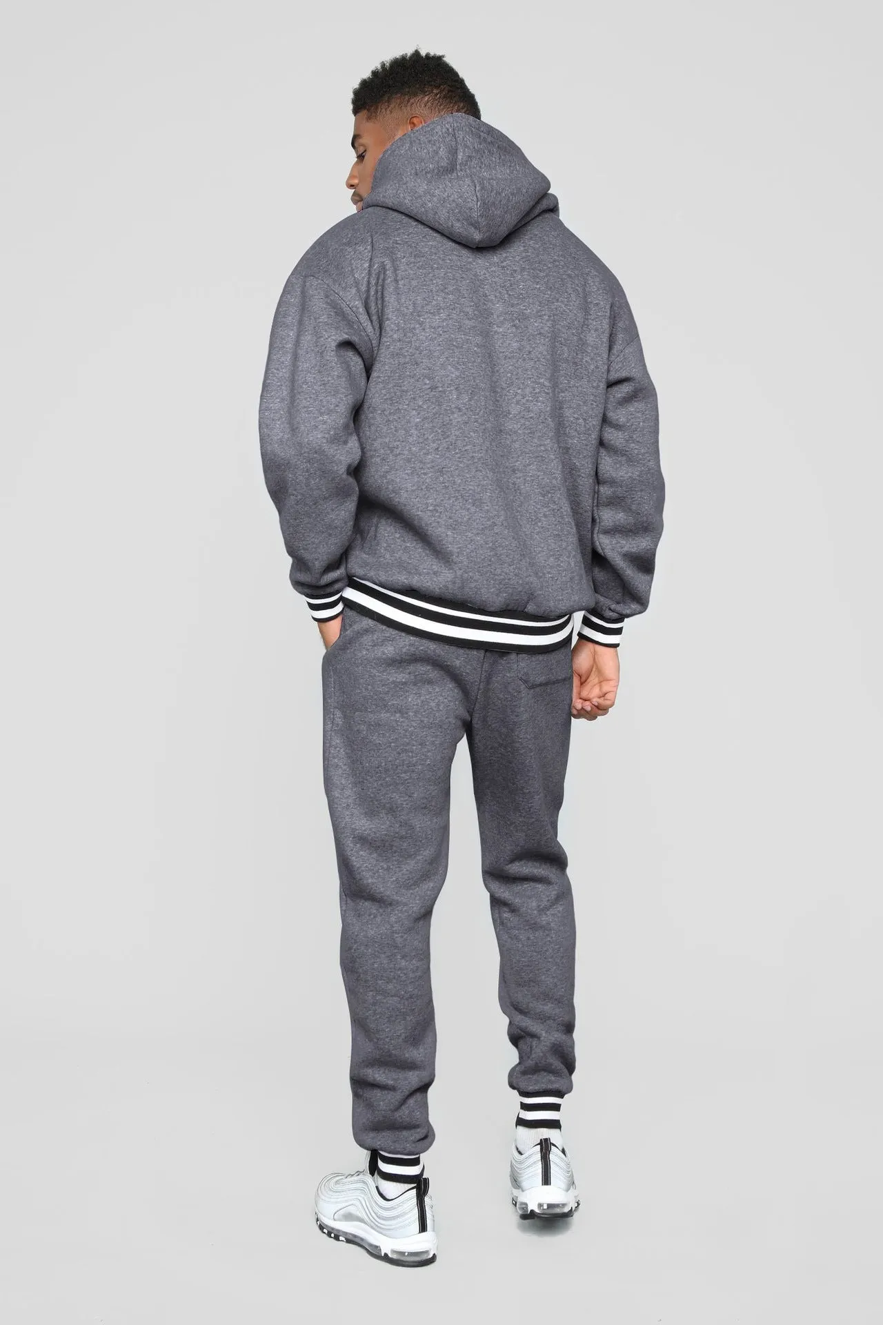 Men's Solid Sports Hooded Collar Sweat Suit