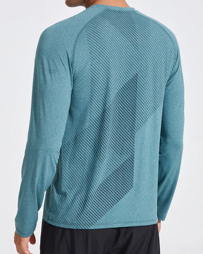 Men's Spring Autumn Outside Wear O Neck Long Sleeve Sports T-shirt Black White Gray Green M-3XL