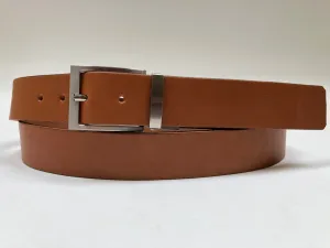 Men's Tan Leather Belt with Silver Tone Buckle 42Z5