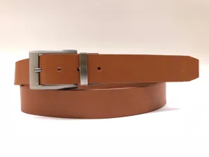 Men's Tan Leather Belt with Silver Tone Buckle 44Z4
