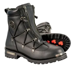Men's Waterproof Genuine Twin Zipper front entry leather boot with round toe