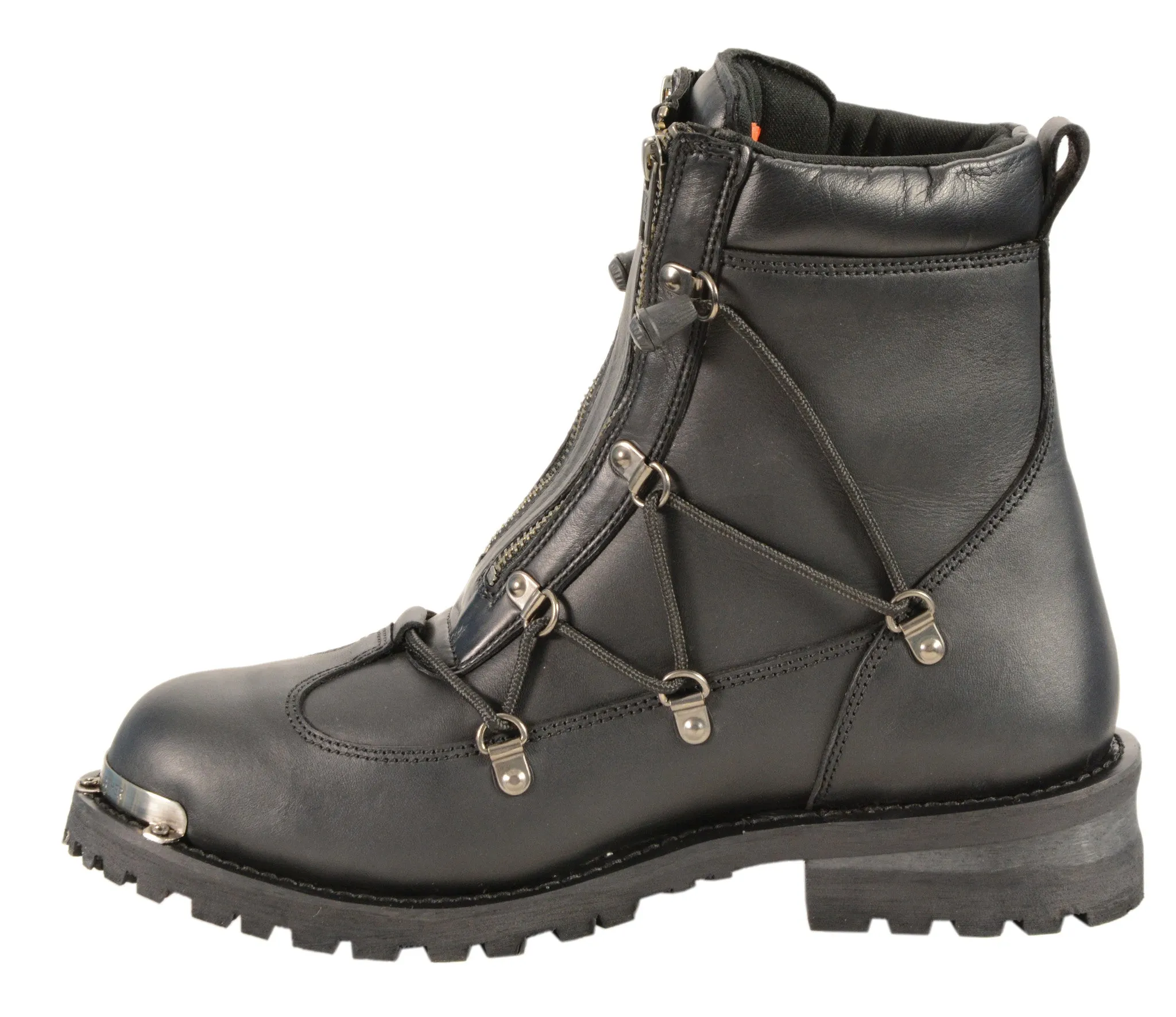 Men's Waterproof Genuine Twin Zipper front entry leather boot with round toe