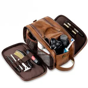 Men's Waterproof Leather Travel Organizer - Executive Toiletry Bag